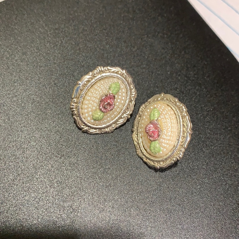Rose Cameo Style Earrings